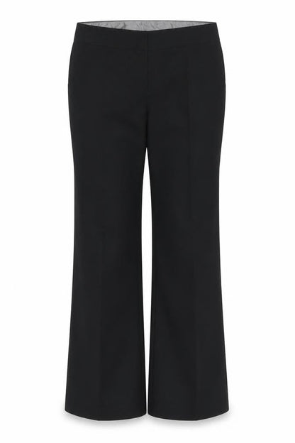 Front view of mamas & papas women’s black polyester trousers, size UK 6, 29-inch leg regular zip