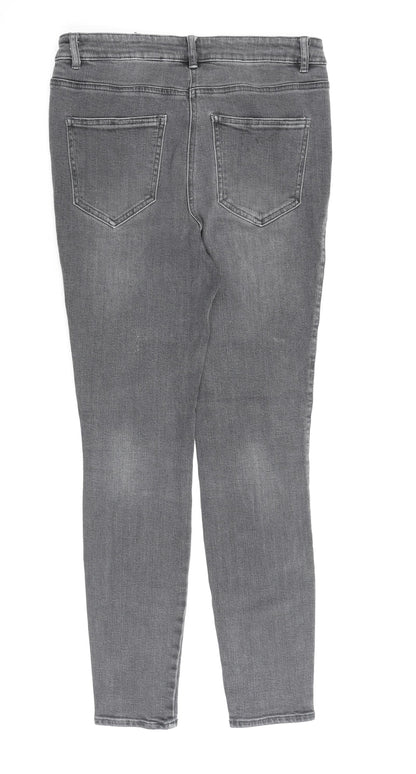 NEXT Womens Grey Cotton Skinny Jeans Size 12 L28 in Regular Zip