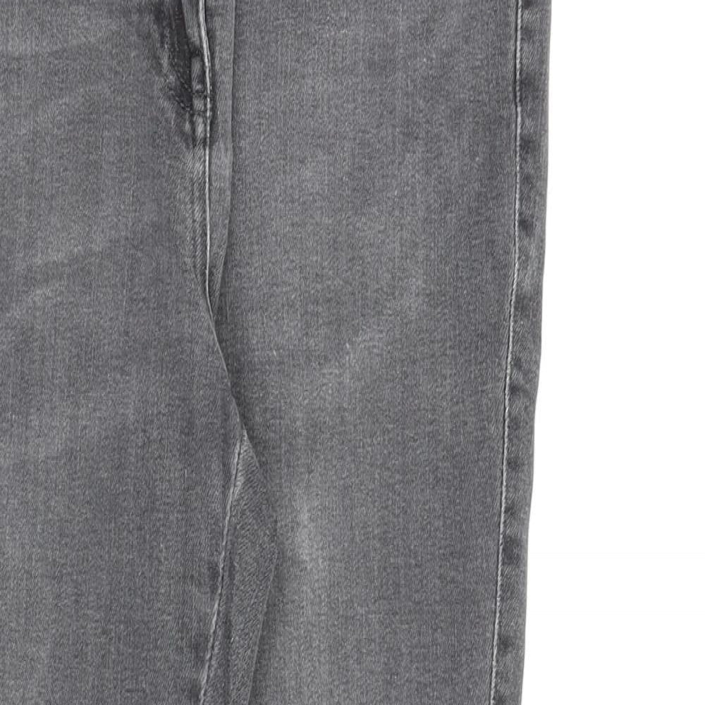 NEXT Womens Grey Cotton Skinny Jeans Size 12 L28 in Regular Zip