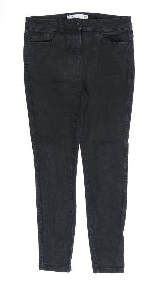 NEXT Womens Black Cotton Straight Jeans Size 10 L28 in Regular Zip