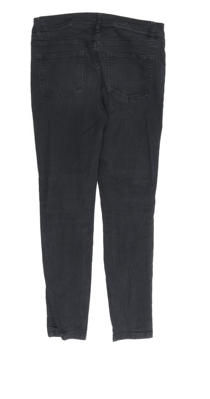NEXT Womens Black Cotton Straight Jeans Size 10 L28 in Regular Zip