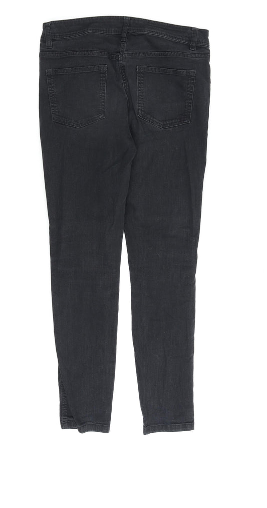 NEXT Womens Black Cotton Straight Jeans Size 10 L28 in Regular Zip