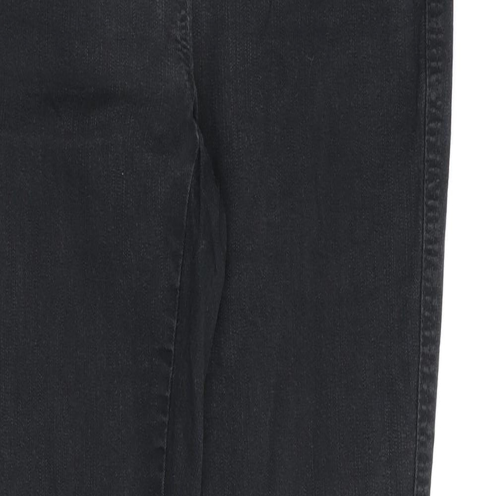 NEXT Womens Black Cotton Straight Jeans Size 10 L28 in Regular Zip