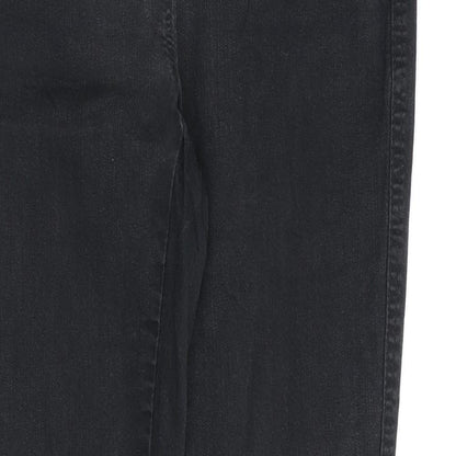 NEXT Womens Black Cotton Straight Jeans Size 10 L28 in Regular Zip