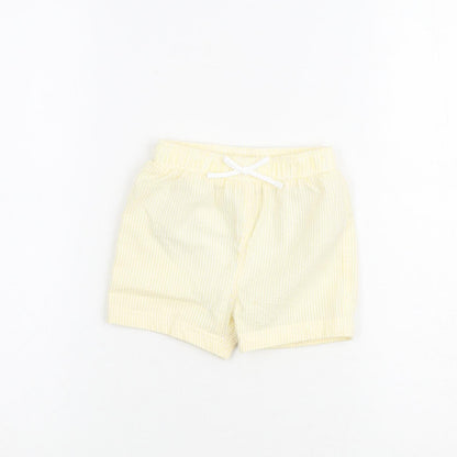Marks and Spencer Baby Yellow Striped Cotton Cropped Jeans Size 9-12 Months Drawstring