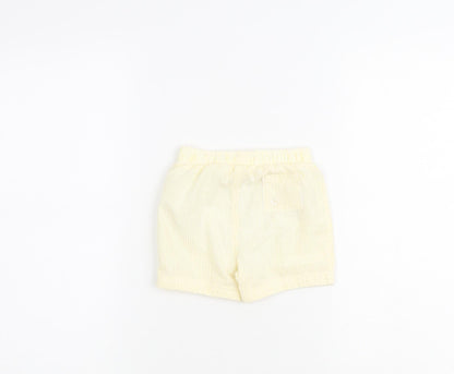 Marks and Spencer Baby Yellow Striped Cotton Cropped Jeans Size 9-12 Months Drawstring