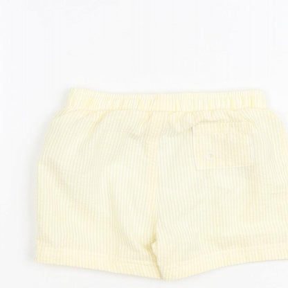 Marks and Spencer Baby Yellow Striped Cotton Cropped Jeans Size 9-12 Months Drawstring