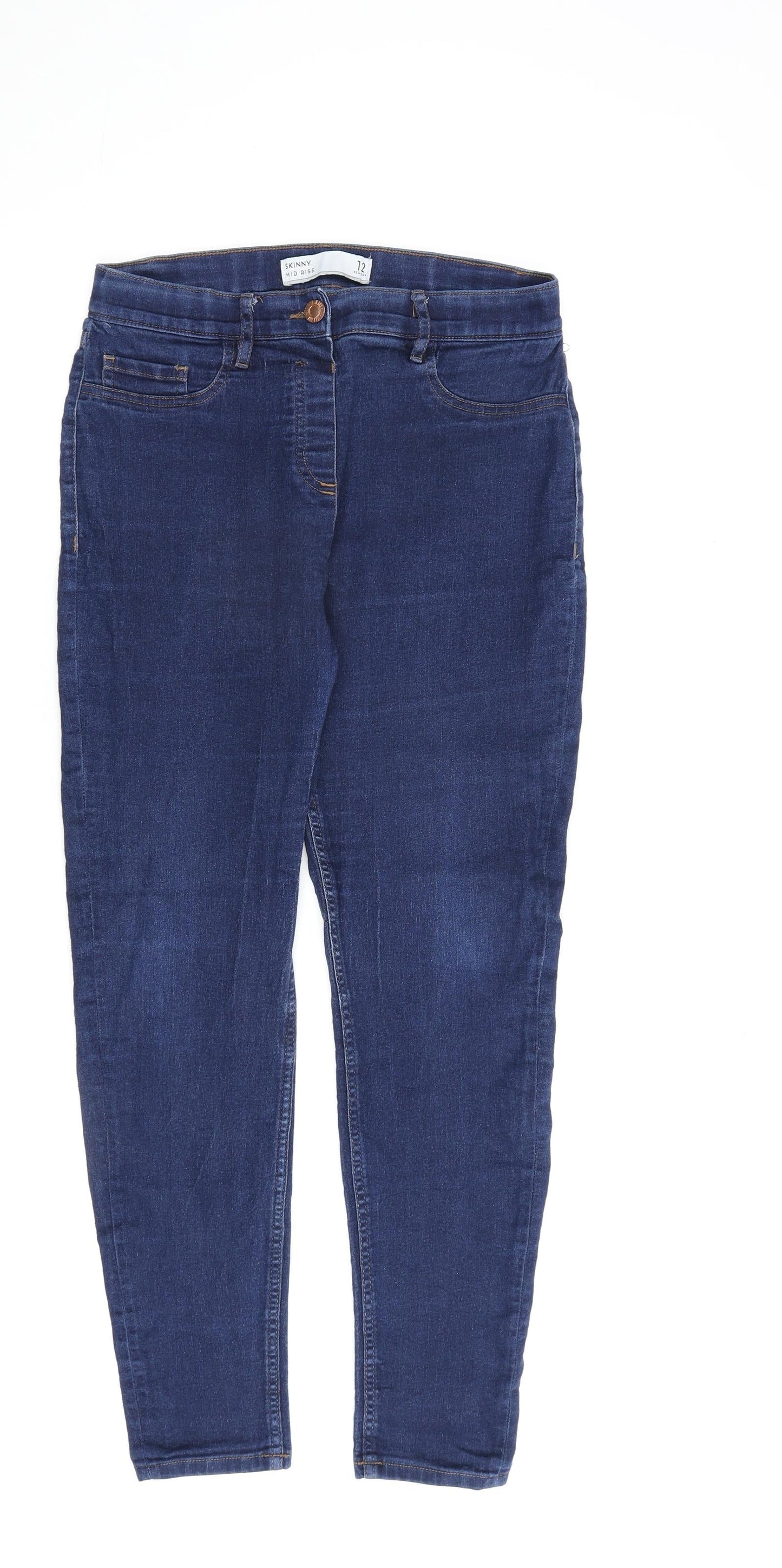 NEXT Womens Blue Cotton Skinny Jeans Size 12 L29 in Regular Zip