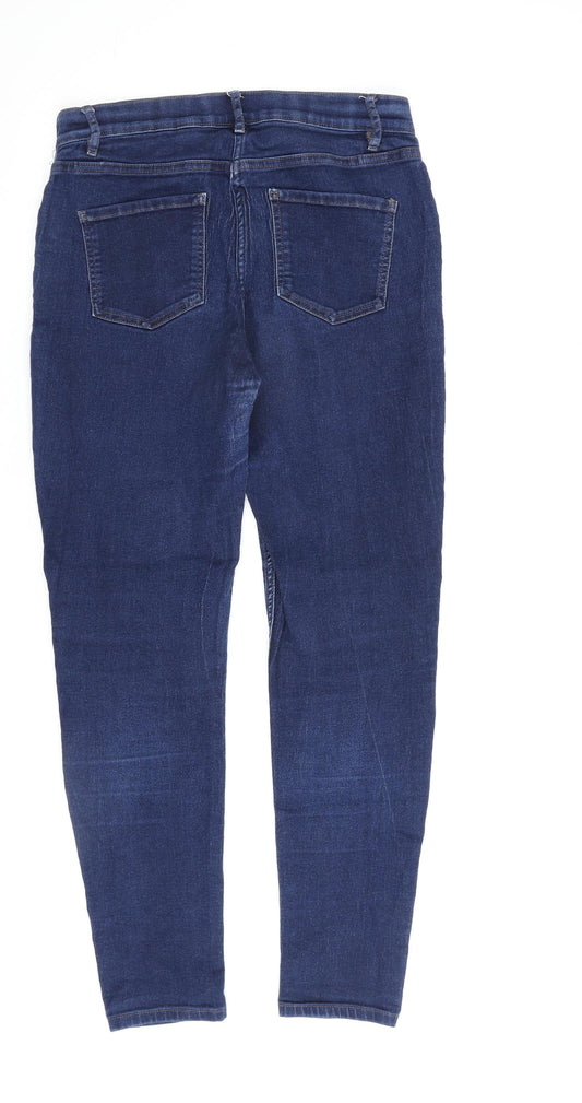 NEXT Womens Blue Cotton Skinny Jeans Size 12 L29 in Regular Zip