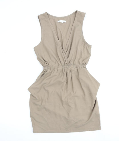 Glamorous Womens Beige Polyester A-Line Size 8 Round Neck Pullover
