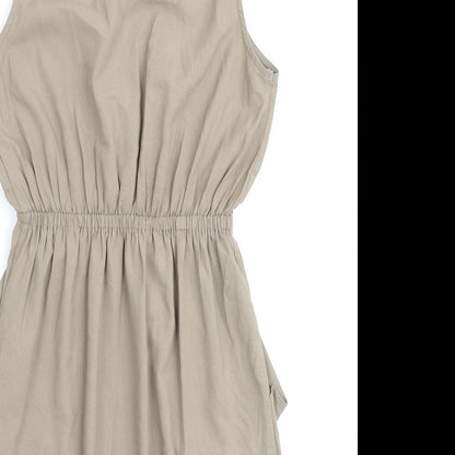 Glamorous Womens Beige Polyester A-Line Size 8 Round Neck Pullover