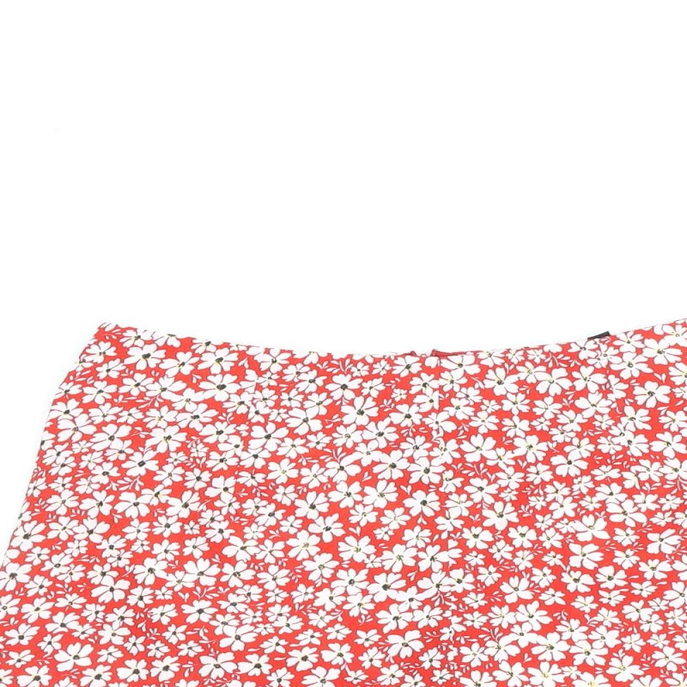 Boohoo Womens Red Floral Polyester Basic Shorts Size 6 L14 in Regular Zip