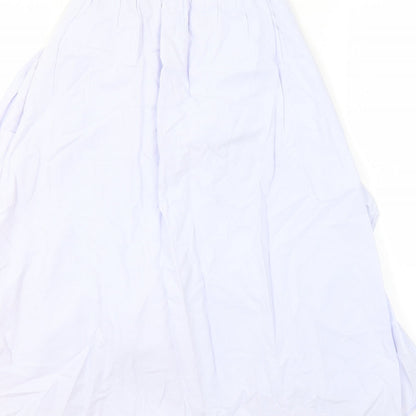 Zara Womens Blue 100% Cotton A-Line Size S V-Neck Button - Ruffles