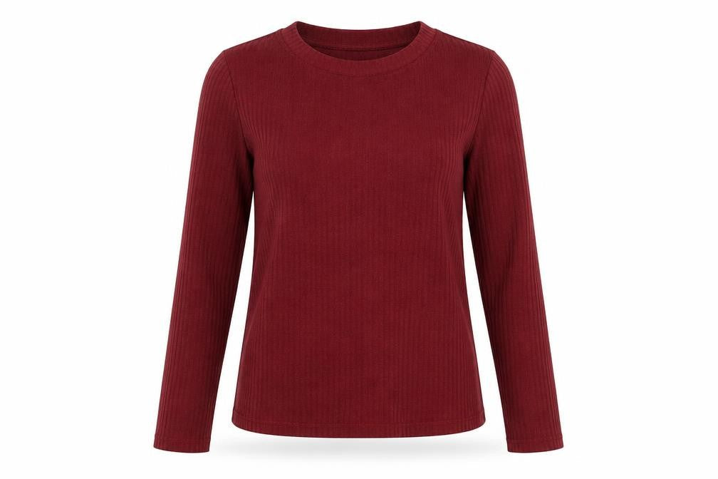 Marks and Spencer Womens Red Polyester Basic Blouse Size 8 Round Neck - Ribbed