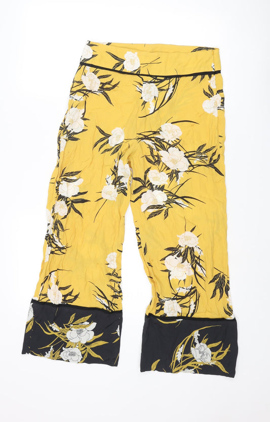 Womens UK Size 8 Miss Selfridge Regular Fit Cropped Yellow Trousers