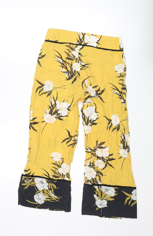 Womens UK Size 8 Miss Selfridge Regular Fit Cropped Yellow Trousers