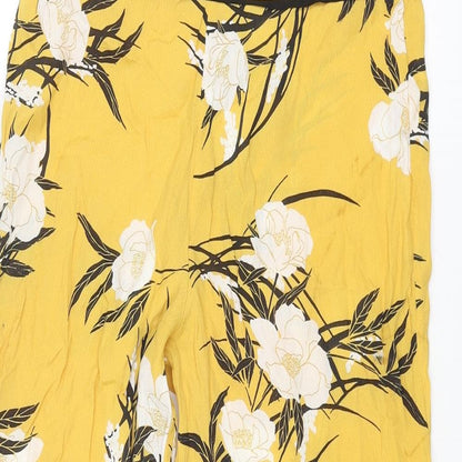 Womens UK Size 8 Miss Selfridge Regular Fit Cropped Yellow Trousers