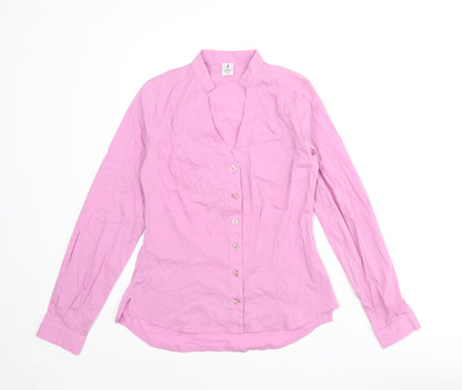 Sticky Fingers Womens Pink Polyester Basic Button-Up Size 10 V-Neck