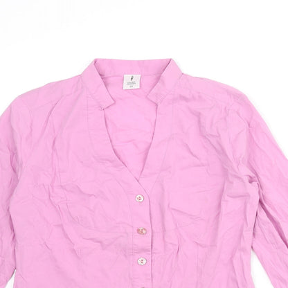 Sticky Fingers Womens Pink Polyester Basic Button-Up Size 10 V-Neck