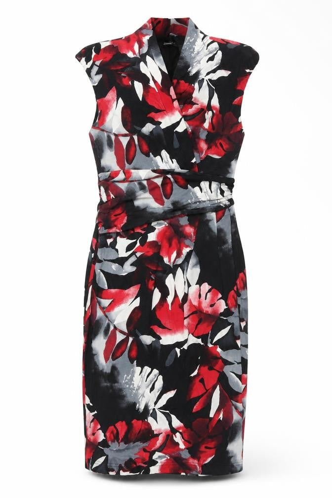 Roman Womens Multicoloured Geometric Viscose Pencil Dress Size 12 V-Neck Pullover - Leaf Print