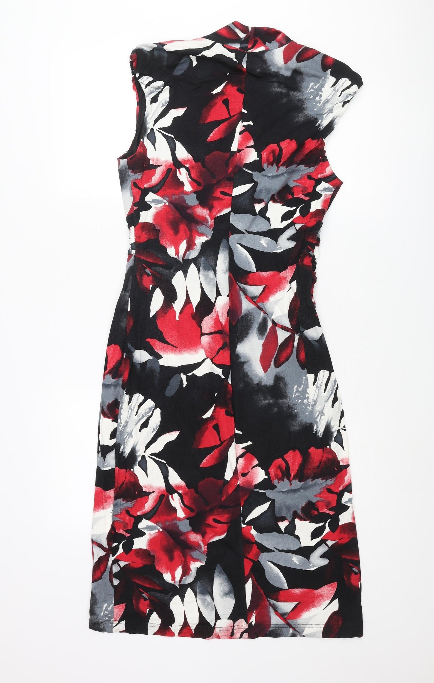 Roman Womens Multicoloured Geometric Viscose Pencil Dress Size 12 V-Neck Pullover - Leaf Print