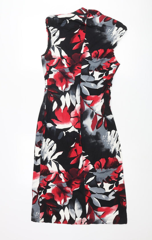Roman Womens Multicoloured Geometric Viscose Pencil Dress Size 12 V-Neck Pullover - Leaf Print