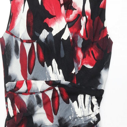 Roman Womens Multicoloured Geometric Viscose Pencil Dress Size 12 V-Neck Pullover - Leaf Print