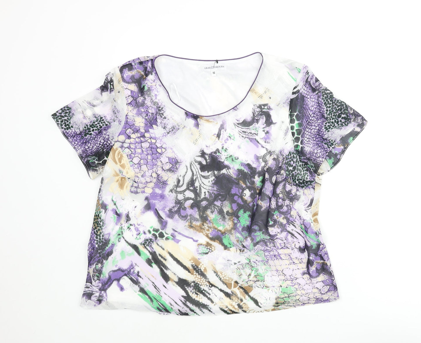 Womens UK Size 16 Gray & Osbourn Multicoloured Basic Blouse