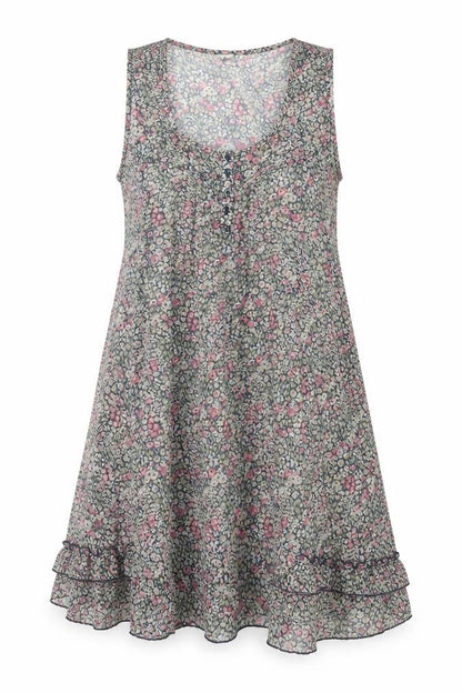 Indigo Womens Multicoloured Floral Polyester Shift Size 12 Scoop Neck Button - Frill
