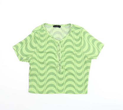 Womens UK Size S Wednesday's Girl Green Cropped T-Shirt