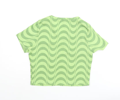 Womens UK Size S Wednesday's Girl Green Cropped T-Shirt
