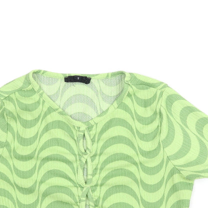 Womens UK Size S Wednesday's Girl Green Cropped T-Shirt