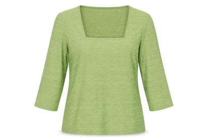 Alex & Co Womens Green Polyamide Basic Blouse Size 8 Square Neck