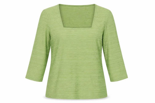 Alex & Co Womens Green Polyamide Basic Blouse Size 8 Square Neck
