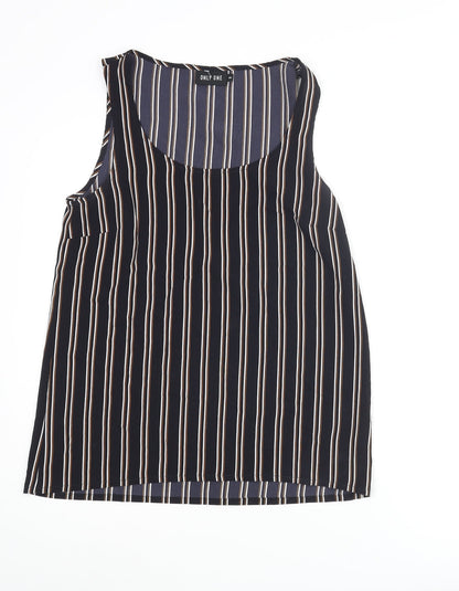 Only One Womens Black Striped Polyester Camisole Blouse Size 10 Scoop Neck