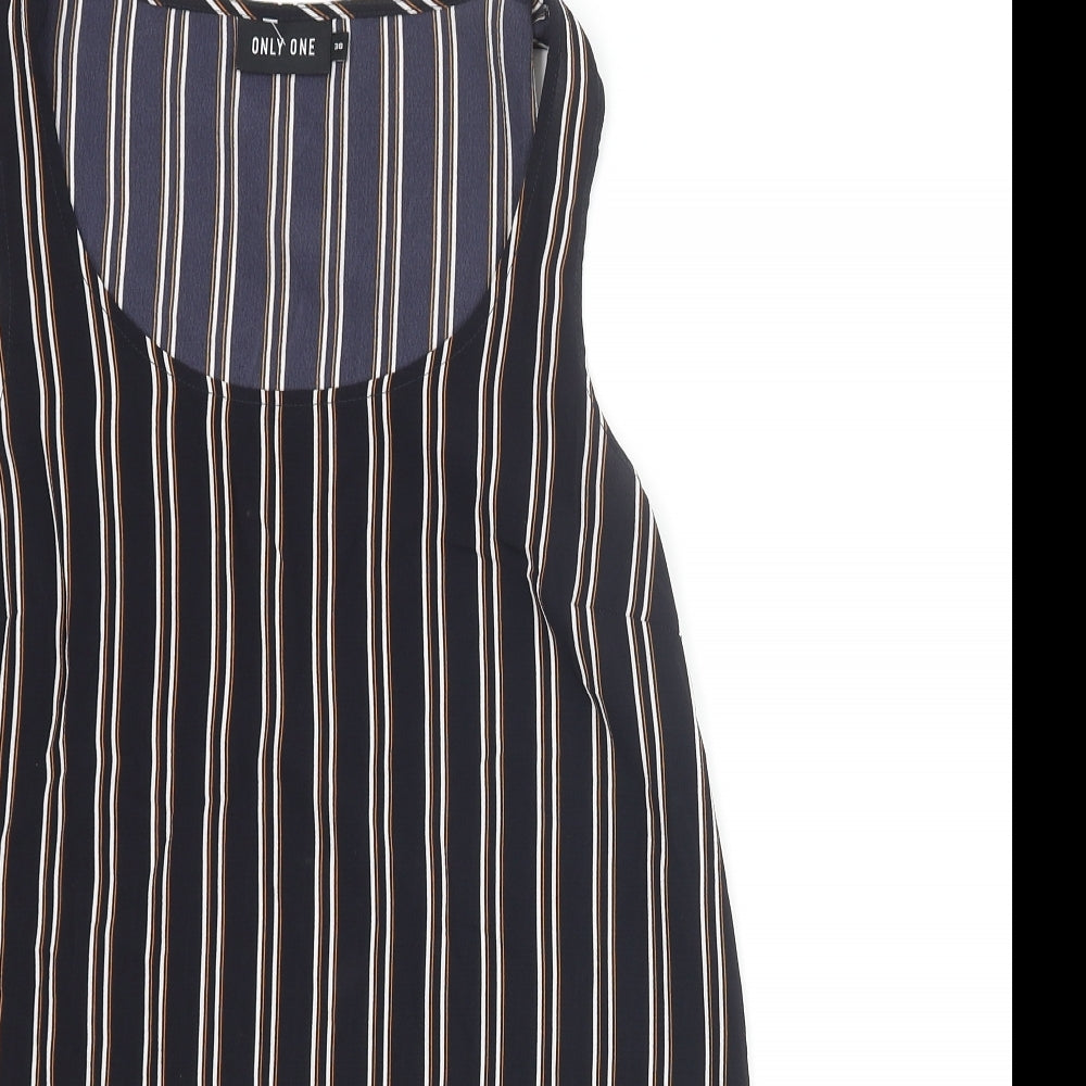 Only One Womens Black Striped Polyester Camisole Blouse Size 10 Scoop Neck