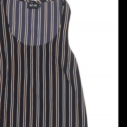 Only One Womens Black Striped Polyester Camisole Blouse Size 10 Scoop Neck
