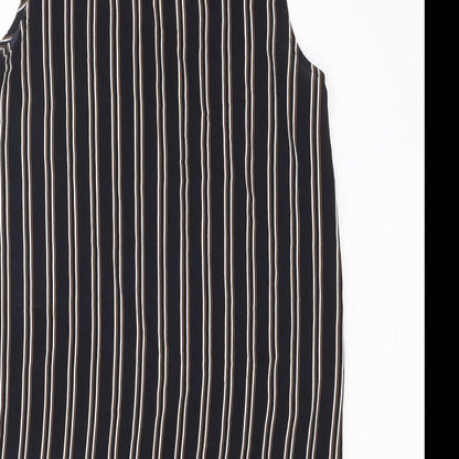 Only One Womens Black Striped Polyester Camisole Blouse Size 10 Scoop Neck