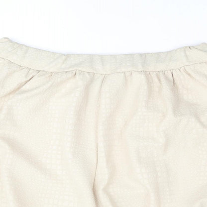 PRETTYLITTLETHING Womens Beige Polyester Basic Shorts Size 10 Regular Pull On - Textured