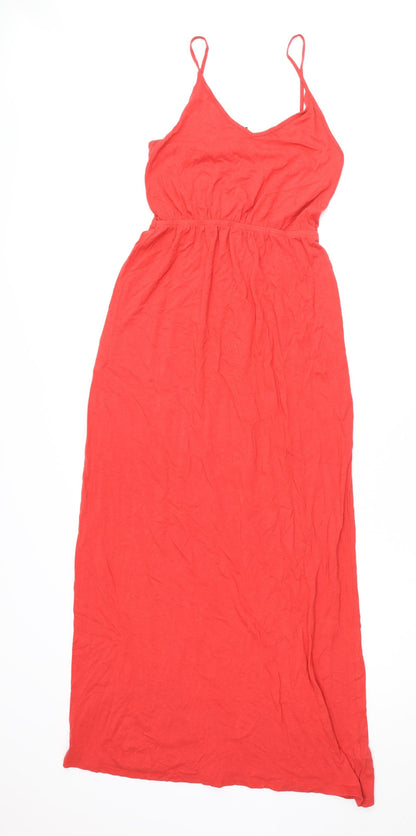 New Look Womens Red Viscose Maxi Size 10 V-Neck Pullover