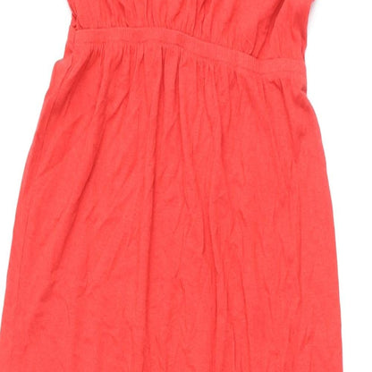 New Look Womens Red Viscose Maxi Size 10 V-Neck Pullover