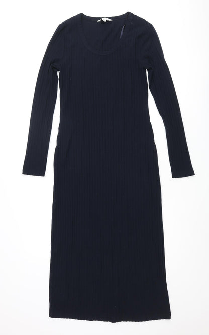 Marks and Spencer Womens Blue Polyester Pencil Dress Size 8 Round Neck Pullover