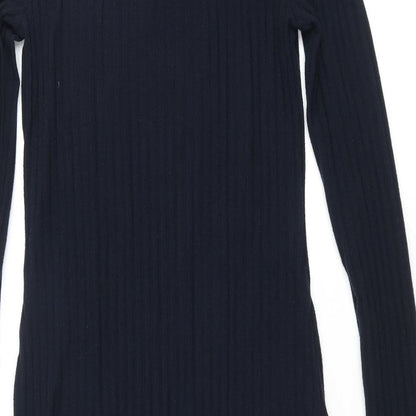 Marks and Spencer Womens Blue Polyester Pencil Dress Size 8 Round Neck Pullover