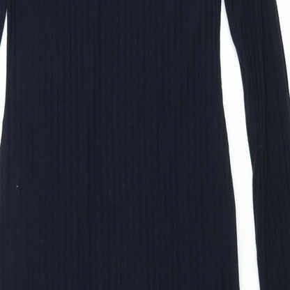 Marks and Spencer Womens Blue Polyester Pencil Dress Size 8 Round Neck Pullover