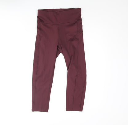 Goodmove Womens Red Polyester Cropped Leggings Size 6 L20 in Regular Pullover - Logo
