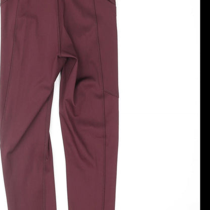 Goodmove Womens Red Polyester Cropped Leggings Size 6 L20 in Regular Pullover - Logo