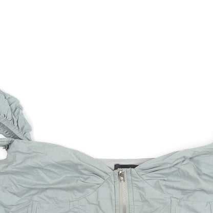 Womens UK Size 10 PRETTYLITTLETHING Blue Cropped Blouse