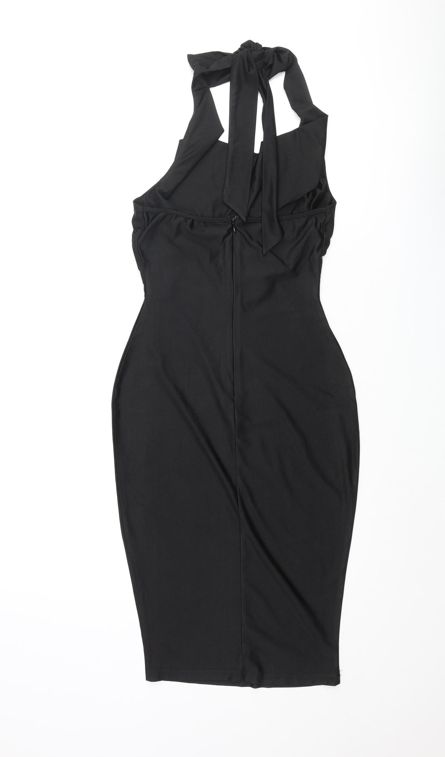 Missguided Womens Black Polyester Bodycon Size 6 Mock Neck Zip