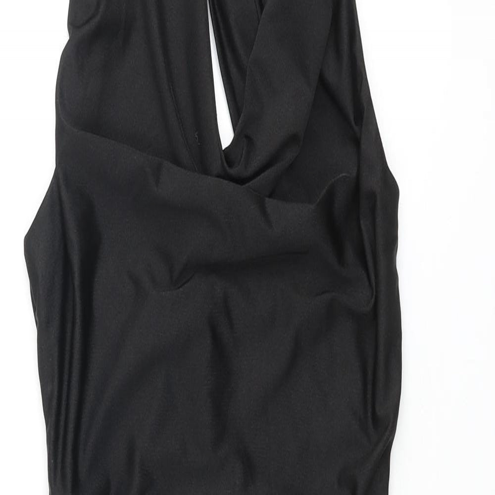 Missguided Womens Black Polyester Bodycon Size 6 Mock Neck Zip