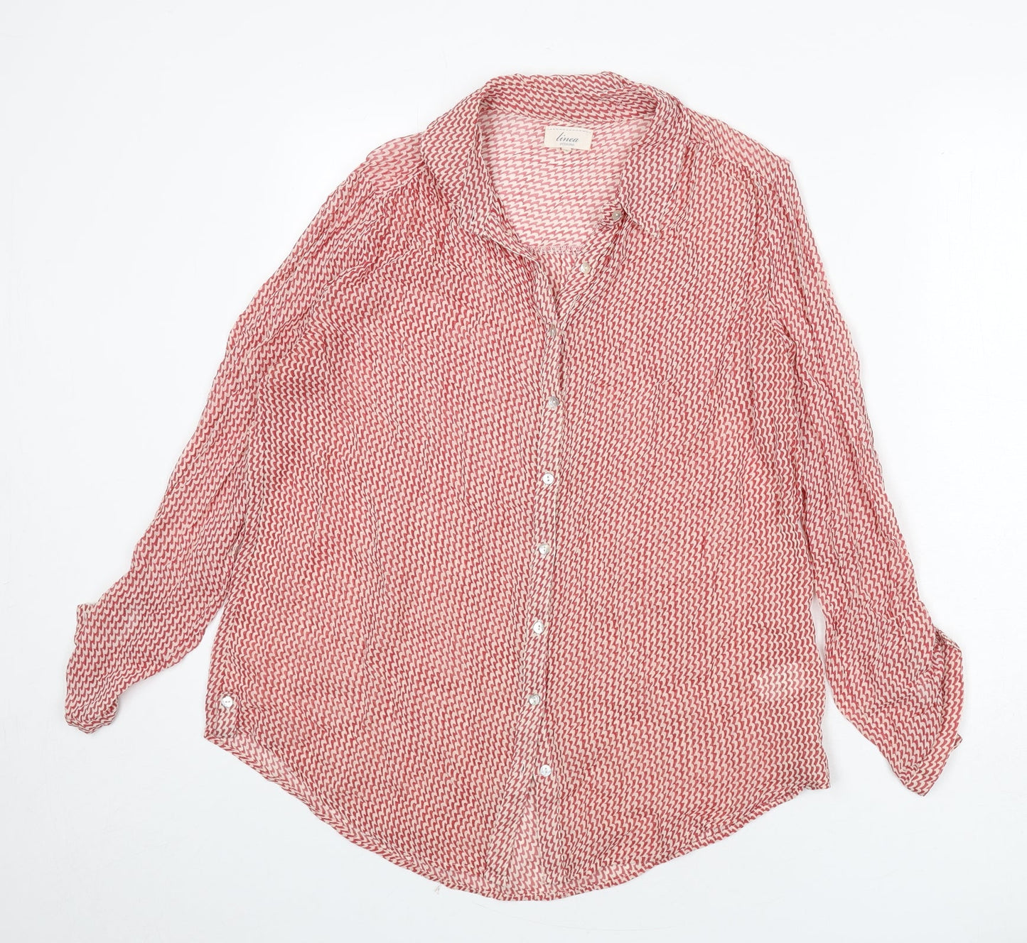 Womens UK Size 12 Linea Red Basic Button-Up